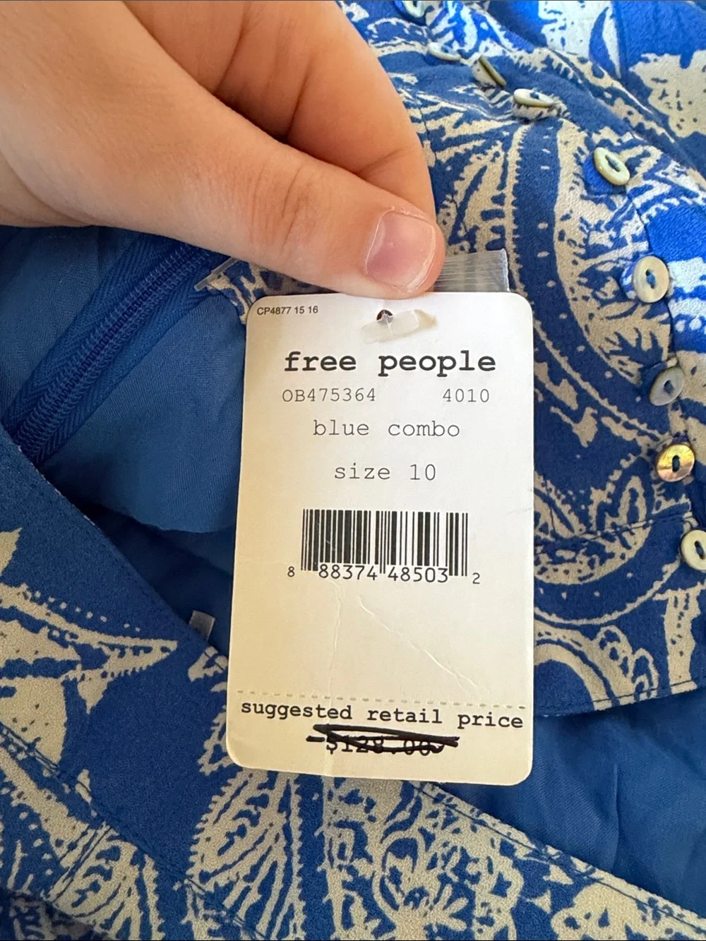 NWT Free People Smooth Sailing Blue Paisley Maxi Skirt (10) Coastal Beach Party